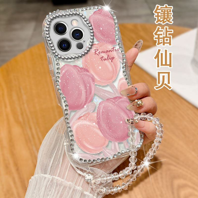 透明水钻贝壳适用苹果iPhone14ProMax手机壳新款12全包14高级感6镶钻SE(第三代)保护套X外壳11防摔11Pro简约