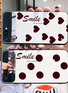 爱心镜子玻璃镜面白色适用OPPOR11st的手机壳女款r11夏天r11s夏plus全包边r11t带挂绳壳2021年新款op女潮0ppo