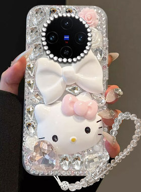满钻奢华卡通KT猫适用vivoX100手机壳高级感X80镶钻X20Plus透明X200可爱X802025年VIVOX70+女款Y77 5G新品X20