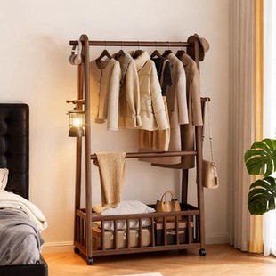 实木衣架卧室衣服收纳架客厅家用挂衣架落地式次净衣架简易衣帽架