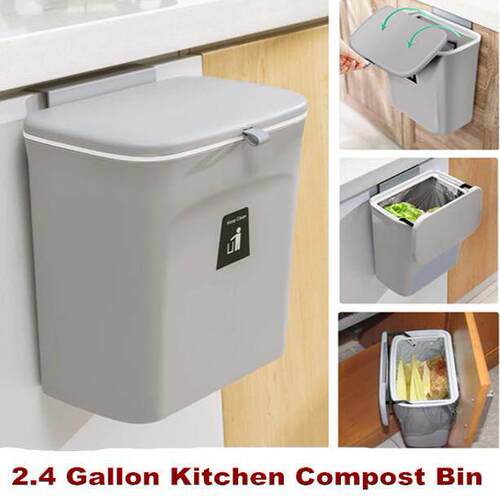 Kitchen Compost Bin Hanging Small Trash Can with Lid Bucket