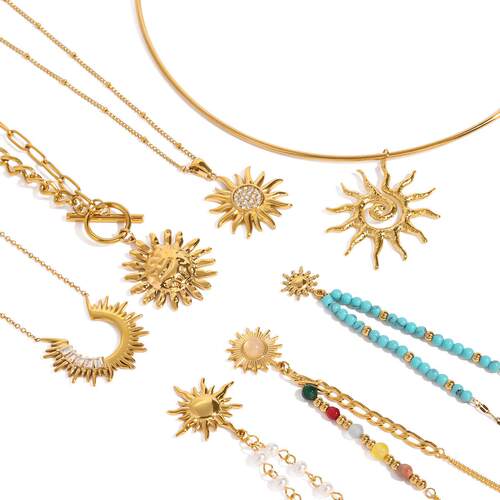 18K Gold Plated Stainless Pendant Necklace Fashion Jewelry