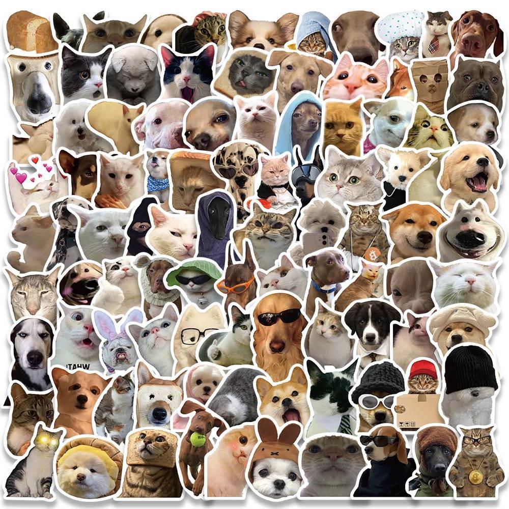 50/100pcs Cute Dog Cat MEME Funny Animals Stickers Aesthetic