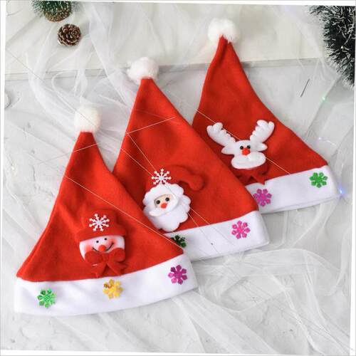 Children's Christmas hat with lights flannelette floral