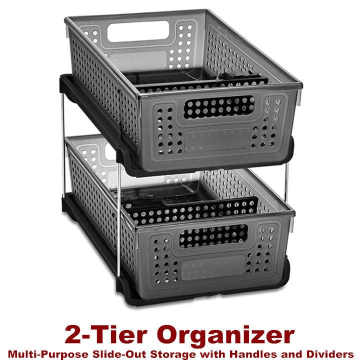 2 Tier Bath Organizer Undersink Storage with Sliding Drawers - 实物图