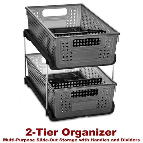 2 Tier Bath Organizer Undersink Storage with Sliding Drawers