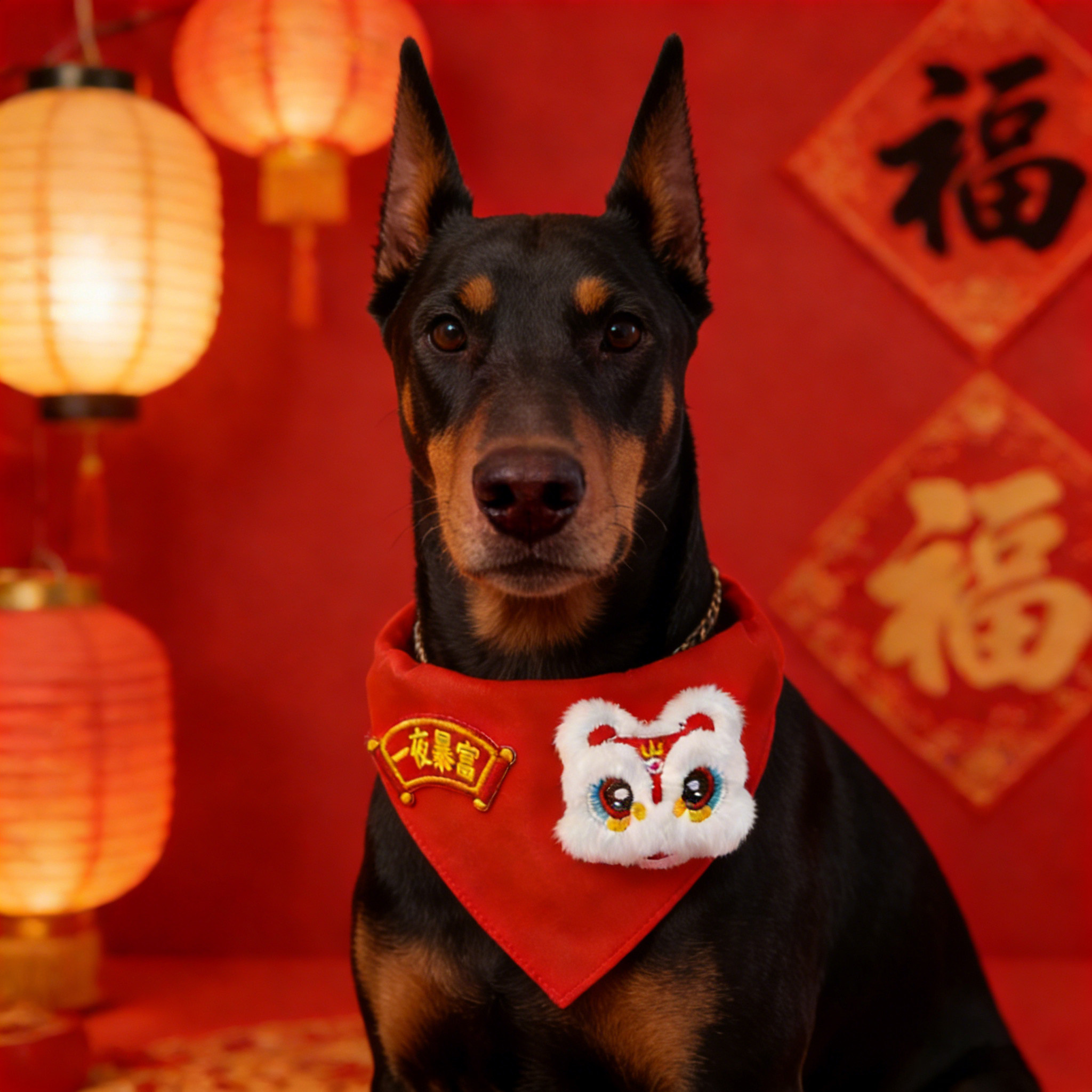 杜宾专用狗狗新年围脖口水巾红色装饰马年配饰宠物围兜大型犬春节,宠物/宠物食品及用品,围巾/口水巾,淘宝优惠券,粉丝福利购,淘宝优惠卷