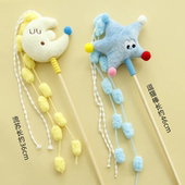 新品 逗猫玩具星星月亮长杆流苏逗猫棒糖果色毛绒玩偶宠物用品