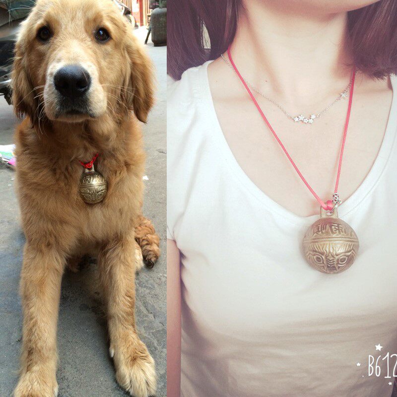 宠物狗狗铃铛虎头铜铃铛泰迪金毛萨摩铃铛吊坠狗牌小中大型犬