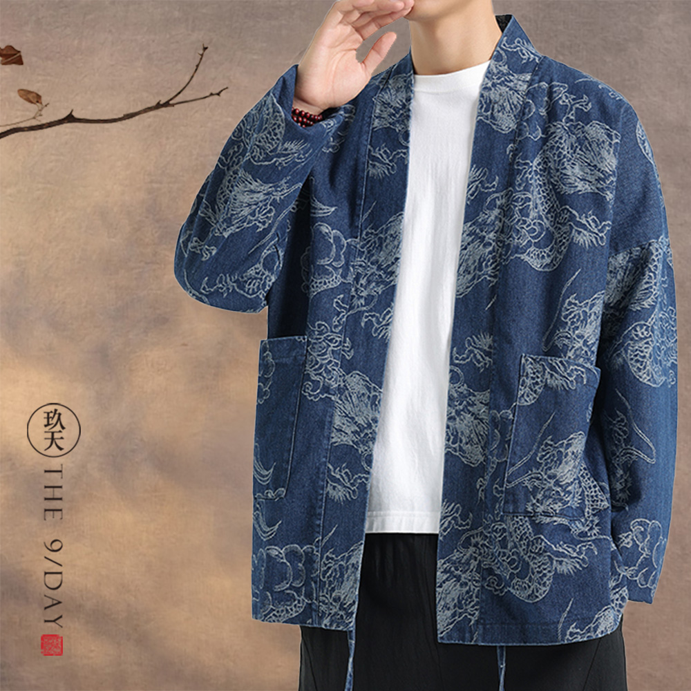 中式牛仔外套道服道袍男女汉服