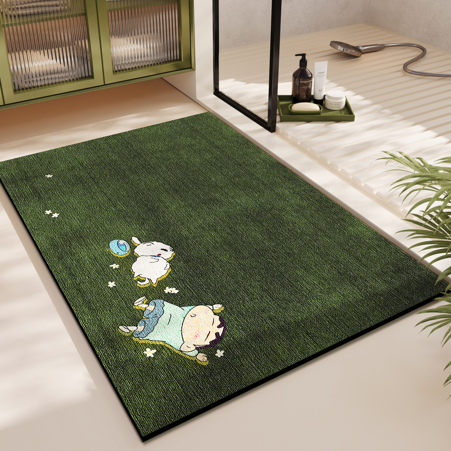 蜡笔小新浴室吸水地垫硅藻泥卫生间厕所门口脚垫防滑免洗卫浴地毯