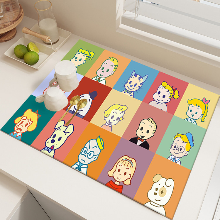 卡通彩色厨房沥水垫矽藻泥灶台水槽咖啡机置物垫餐具碗筷吸水凉垫,居家布艺,厨房地垫,淘宝优惠券,粉丝福利购,淘宝优惠卷