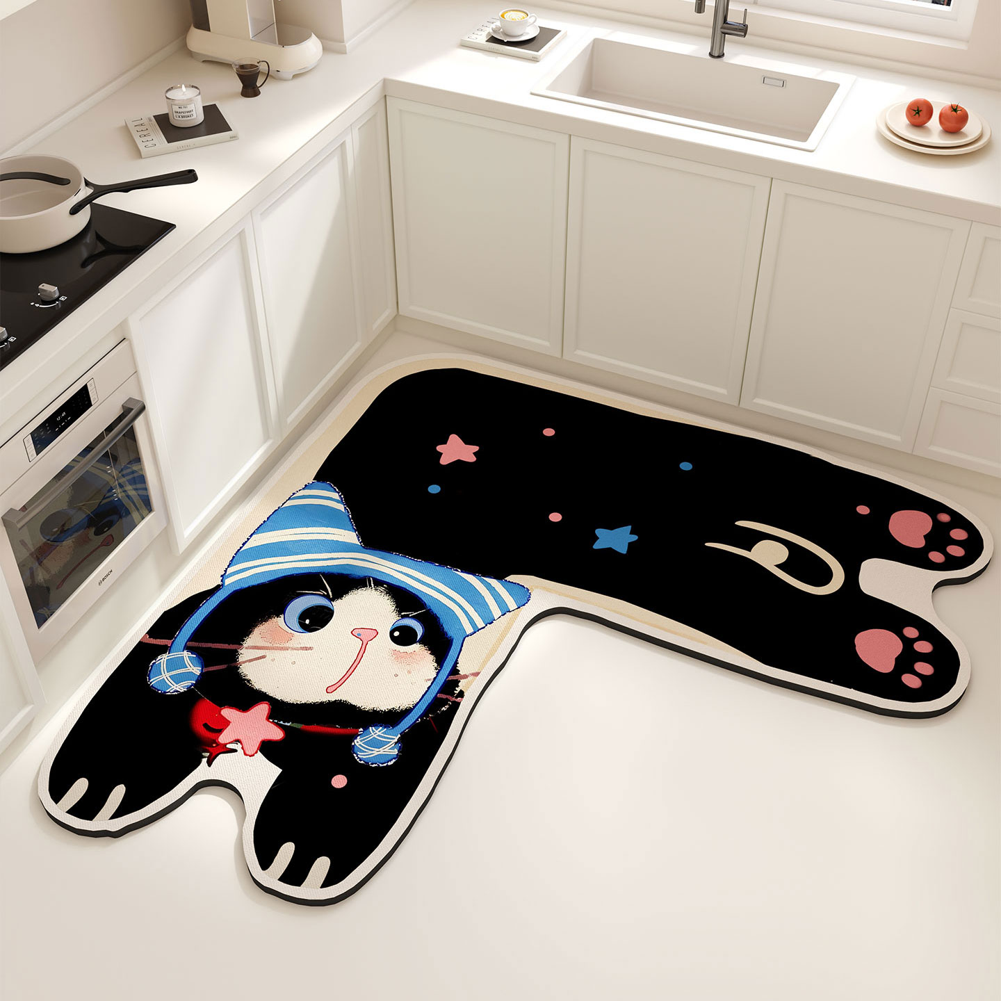 L型厨房硅藻泥吸水地垫防滑脚垫