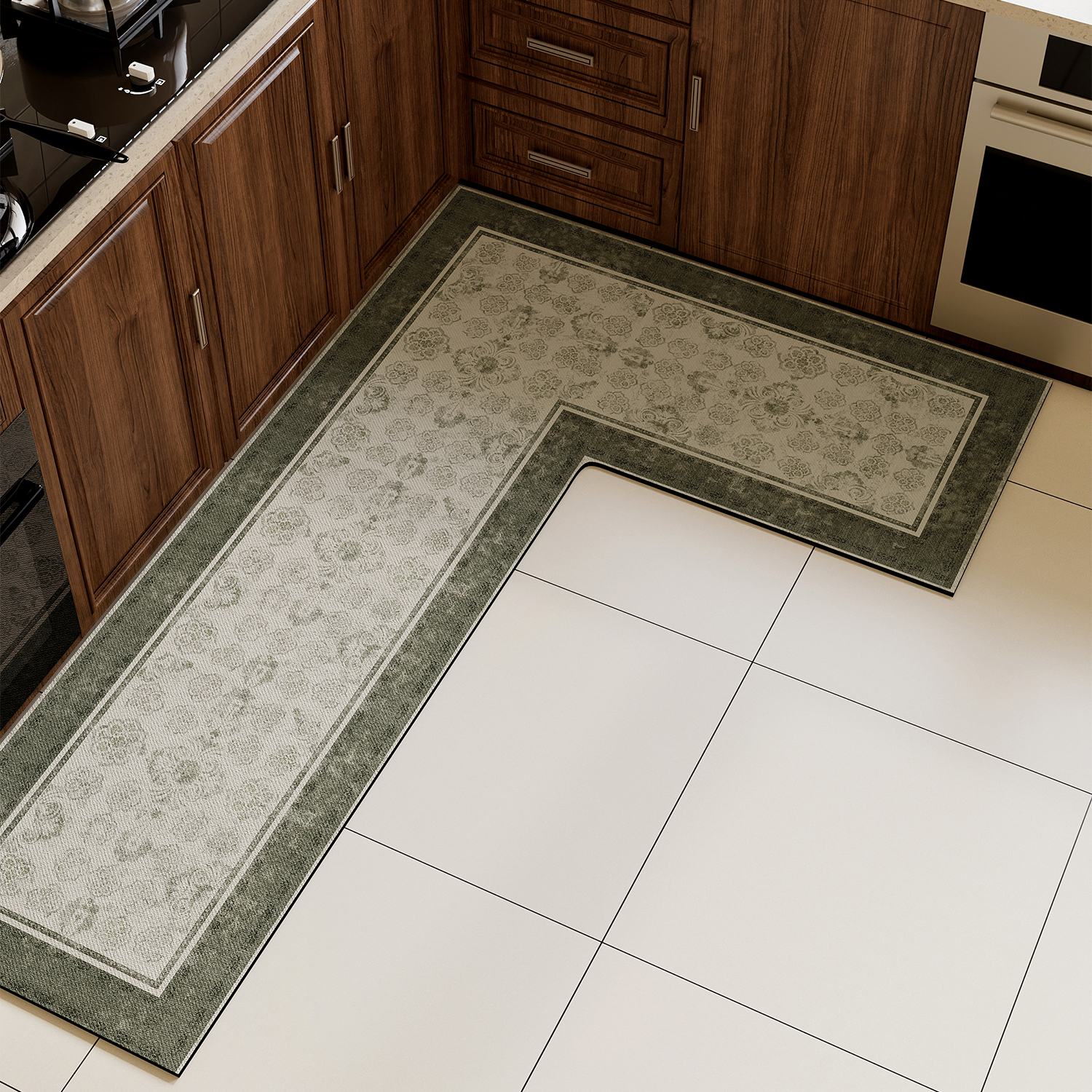 L型一体式厨房地垫防滑吸水吸油