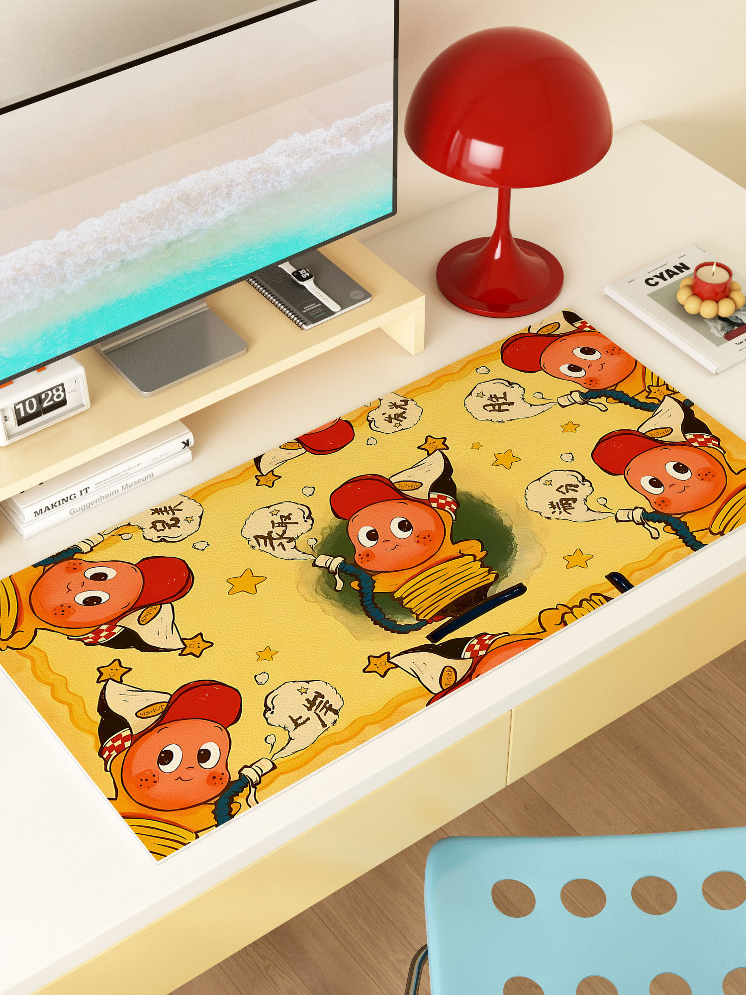 星人鼠标垫女孩高颜值办公室电脑桌垫在岸上学习桌垫长方形桌布