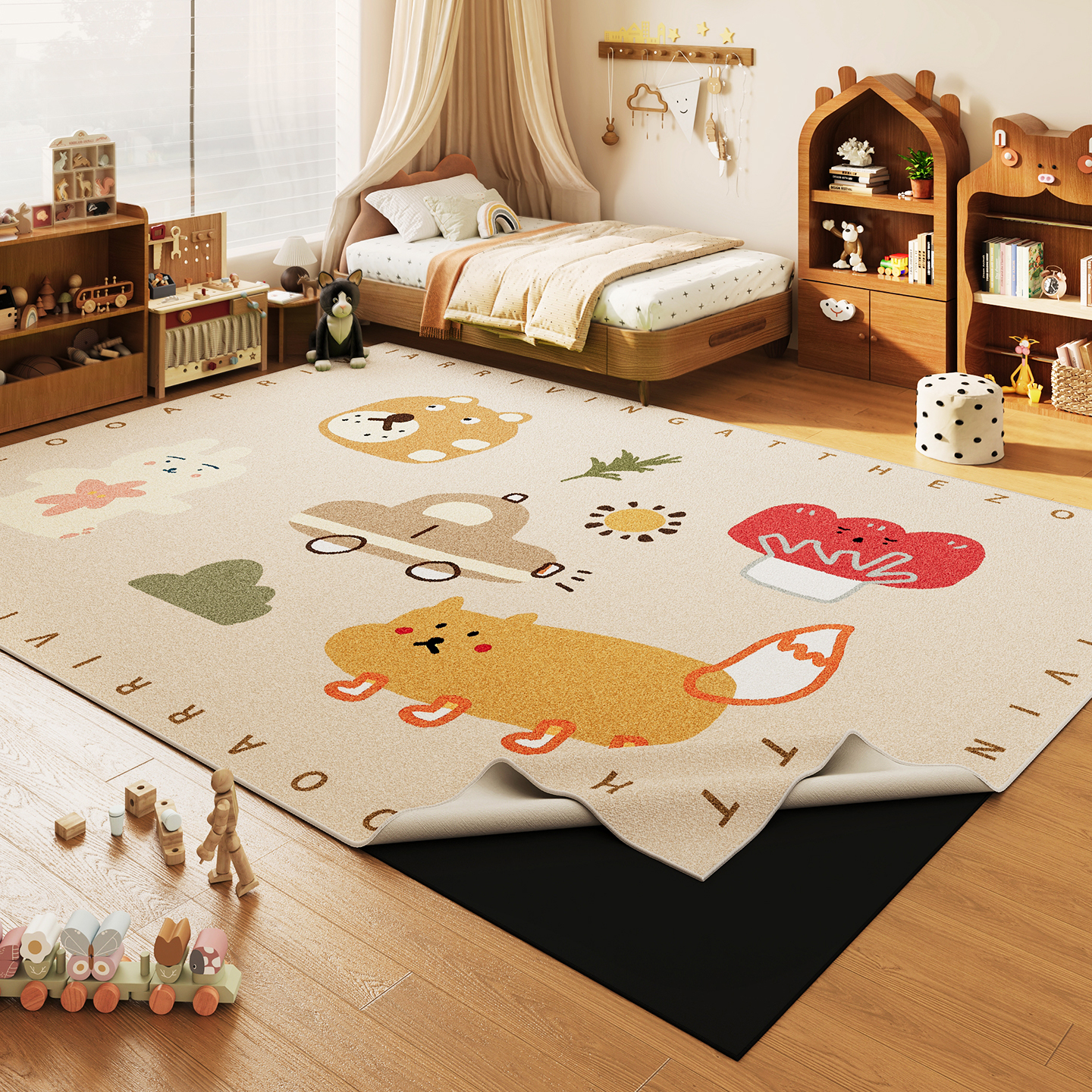 卡通可爱儿童地毯可拆洗客厅地垫卧室床边毯毛绒脚垫宝宝爬行垫子