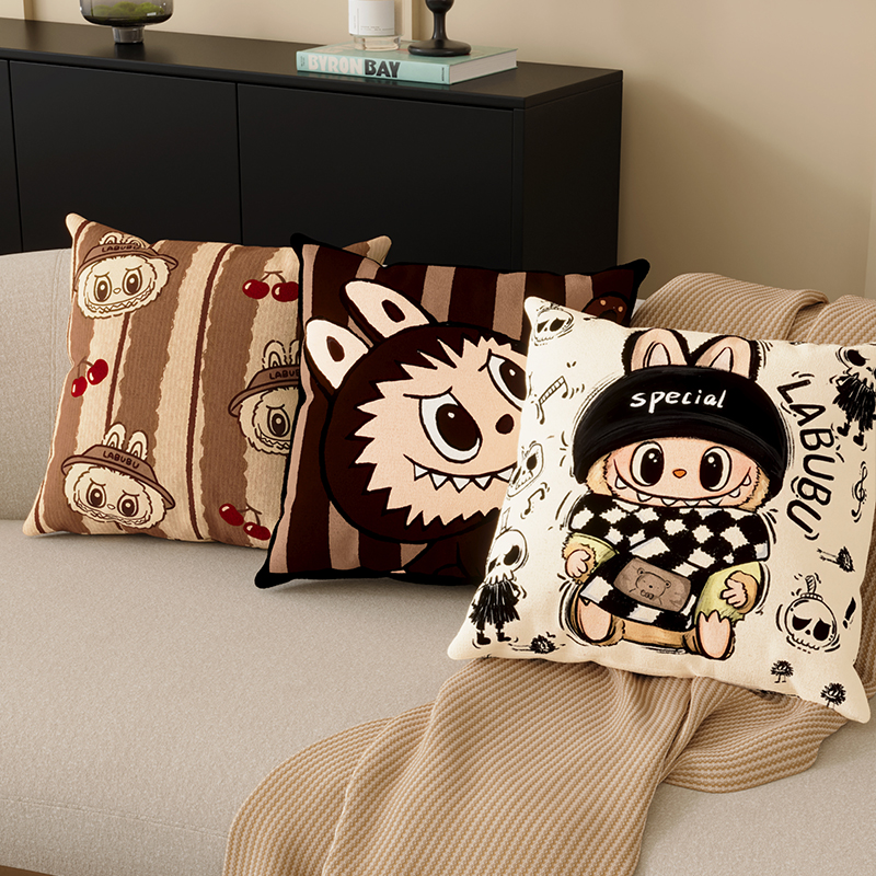 棕色复古风抱枕套2025新款沙发抱枕轻奢高级感靠背垫多巴胺可拆洗