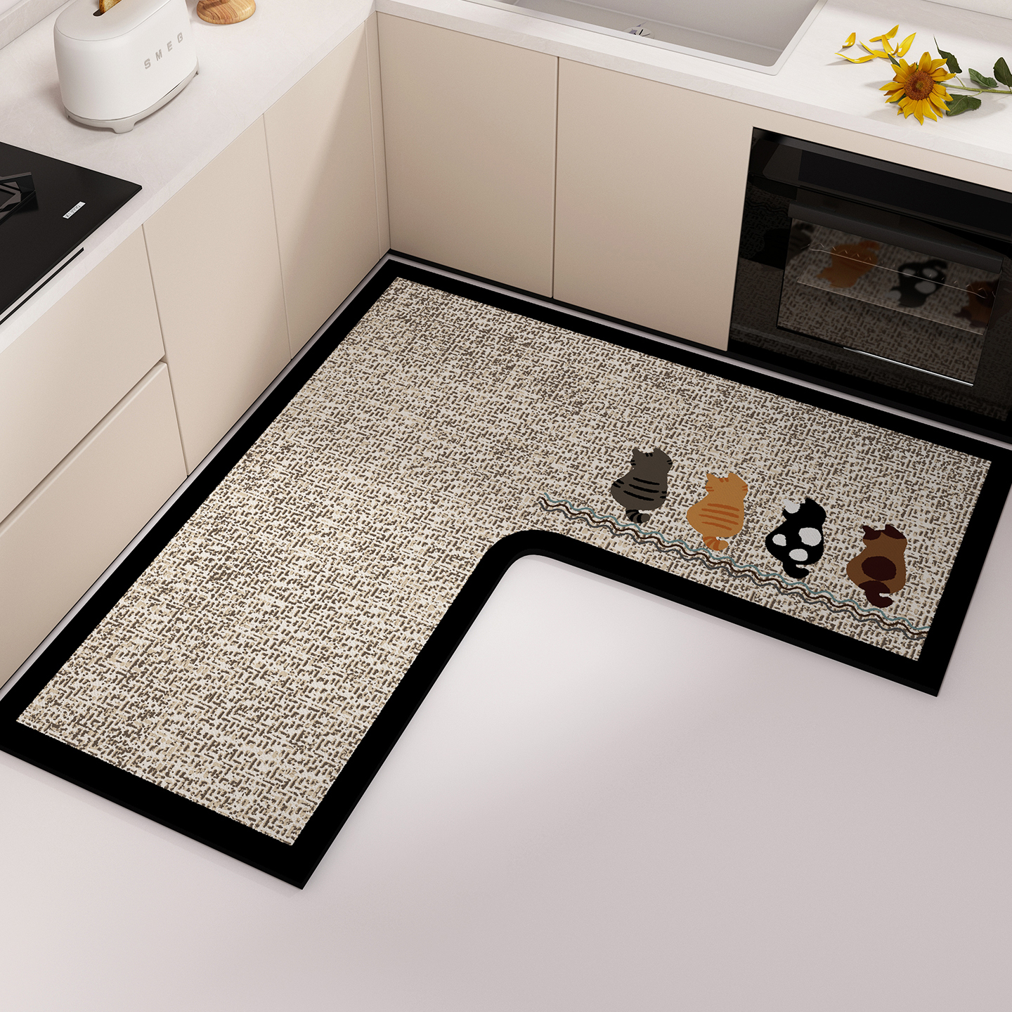 轻奢高级L型厨房硅藻泥吸水地垫