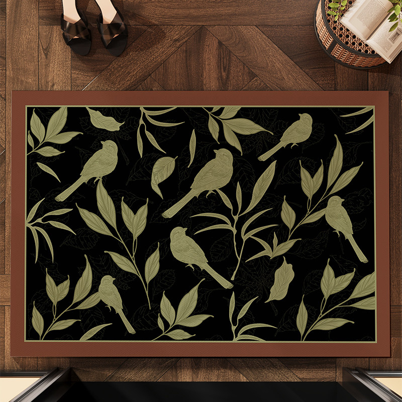 美式绿色硅藻泥地垫入户门垫进门脚垫家用防滑地毯门口垫子可裁剪