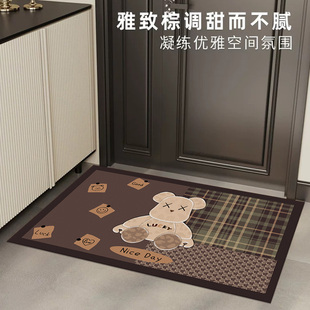 棕色小熊门口地垫进门家用脚垫入户门垫地毯pvc可擦洗玄关门厅垫