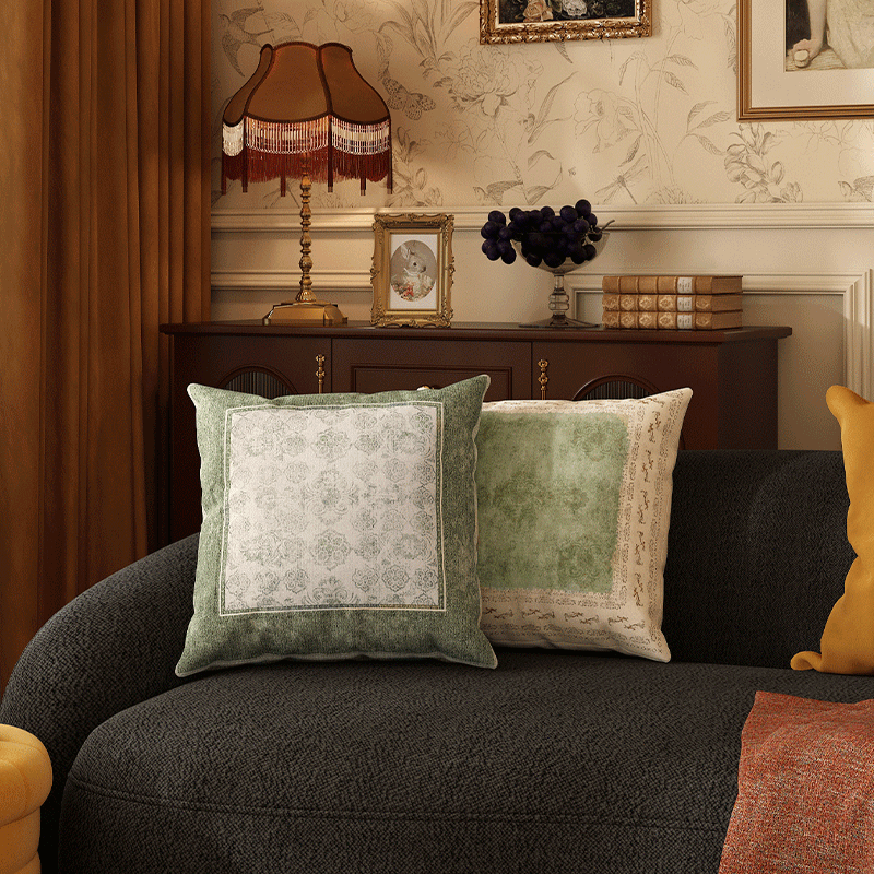 复古绿色抱枕客厅沙发靠枕