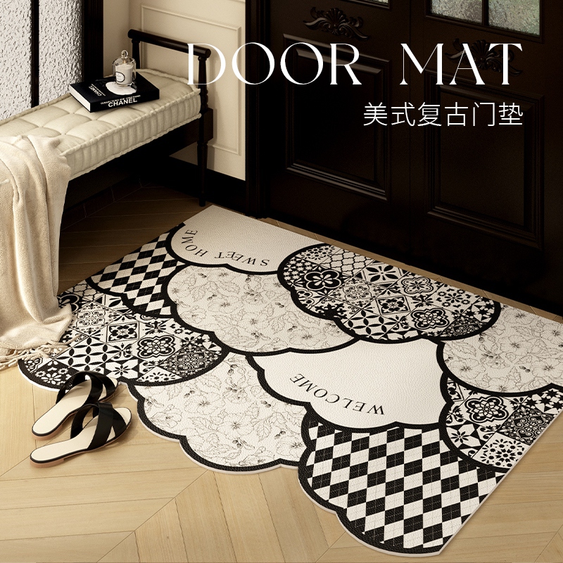 美式入户门地垫皮革可擦免洗门垫