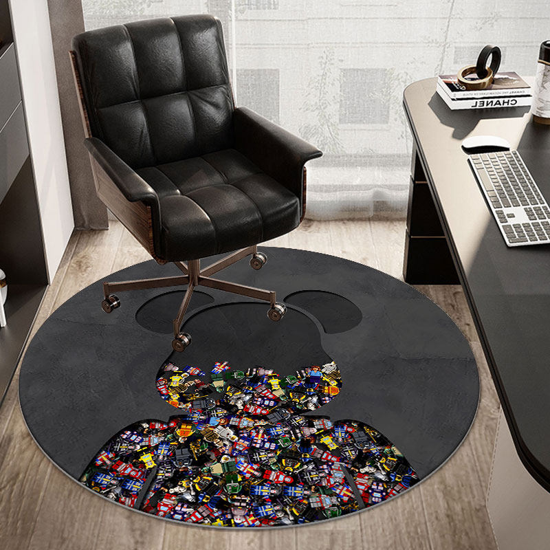 圆形椅子地垫学习椅转椅地毯防滑家用电脑椅地板保护垫书房卧室