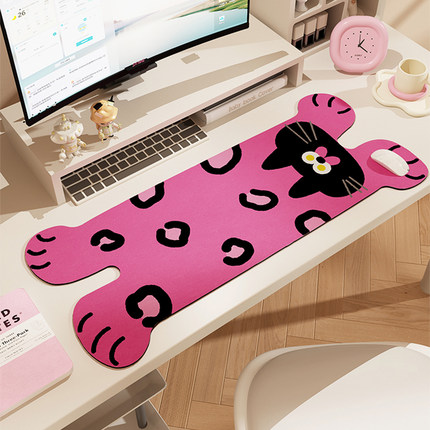 粉色小猫电脑办公桌垫ins风桌面保护垫笔记本键盘鼠标垫异形桌布