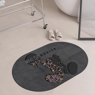 暴力熊浴室地垫硅藻泥吸水垫卫生间脚垫淋浴房浴缸防滑垫厕所地毯
