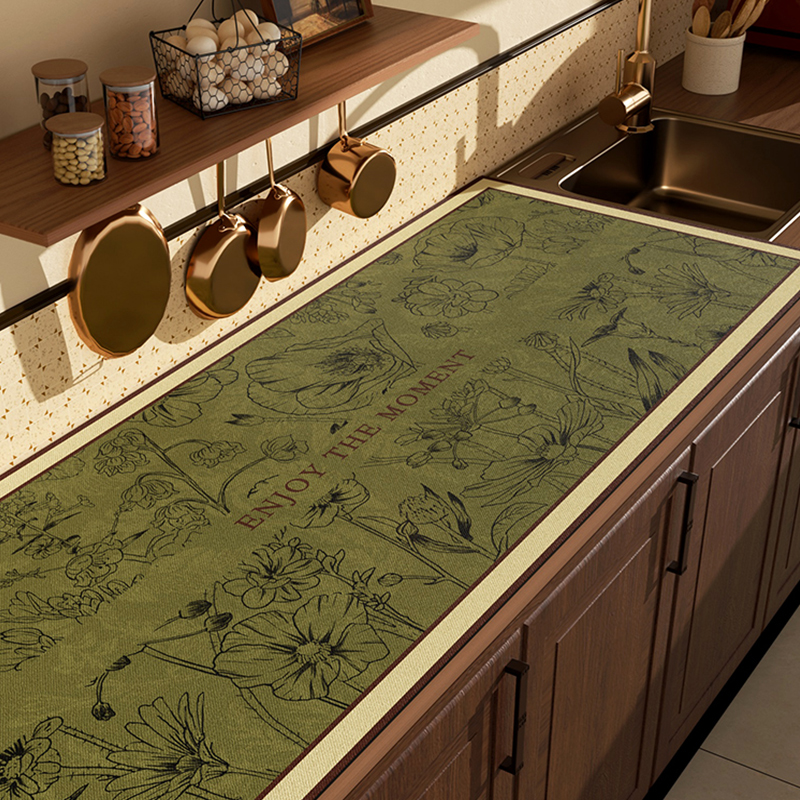 绿色复古厨房台面沥水垫灶台水龙头吸水垫咖啡机吧台洗手台洗菜池