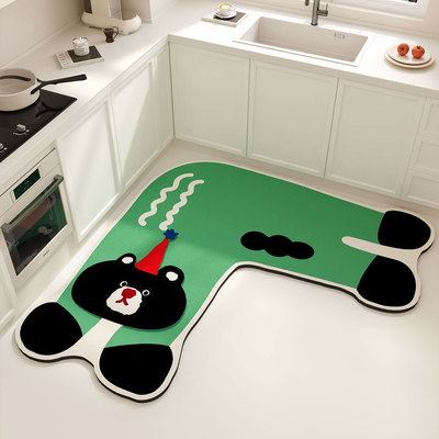 L型厨房硅藻泥吸水地垫防滑脚垫