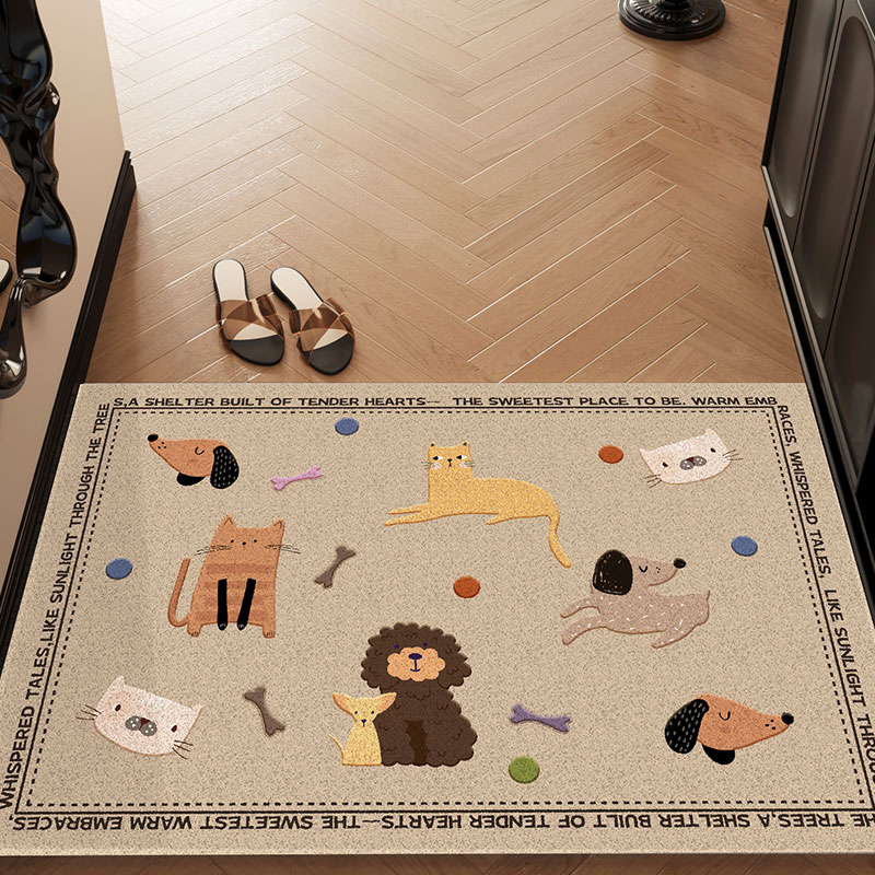 卡通入户门专用地垫覆古丝圈进门门口脚垫家用防滑耐脏室外蹭脚垫