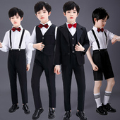 儿童礼服男童花童婚礼表演钢琴主持人西服演出男孩小西装 马甲套装