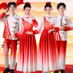 元旦儿童演出服元旦男童女童红色合唱诗歌朗诵唱红歌中小学生服装