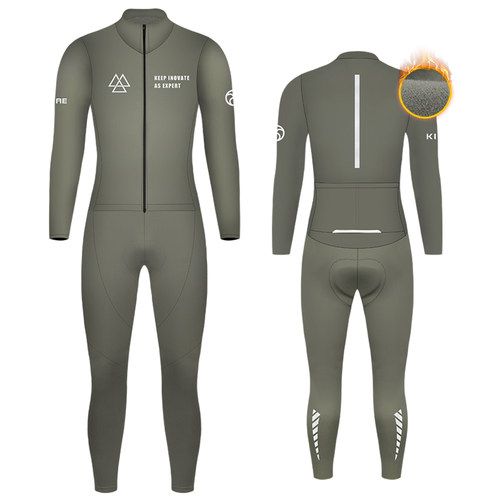 kiae秋冬抓绒全身连体骑行服男女公路自行车山地单车防风保暖反光