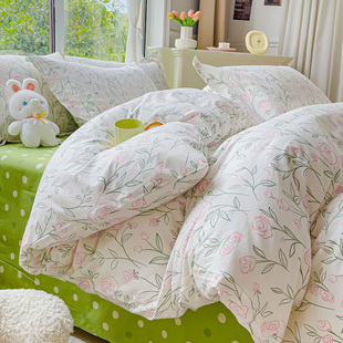 小清新田园印花全棉纯棉床单床笠款四件套四季通用被套开学季床品