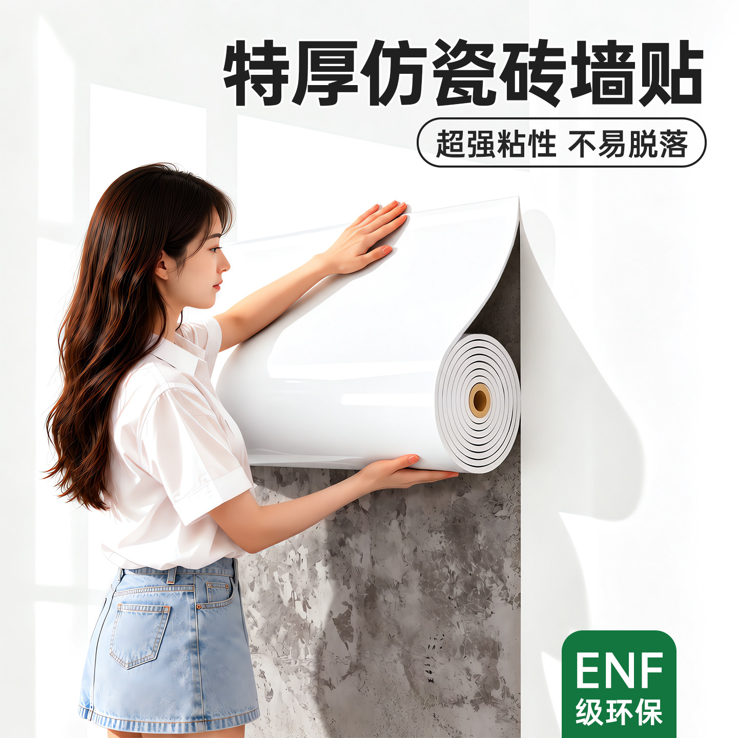 特厚仿瓷砖墙贴墙纸自粘防水防潮大理石背景墙板墙面装饰板铝塑板