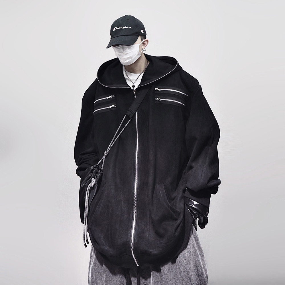 复古高街刺绣连帽卫衣