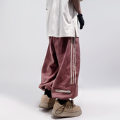 男 束脚牛仔裤 UUCSCC嘻哈潮牌阔腿三杠运动九分裤 宽松直筒日系工装