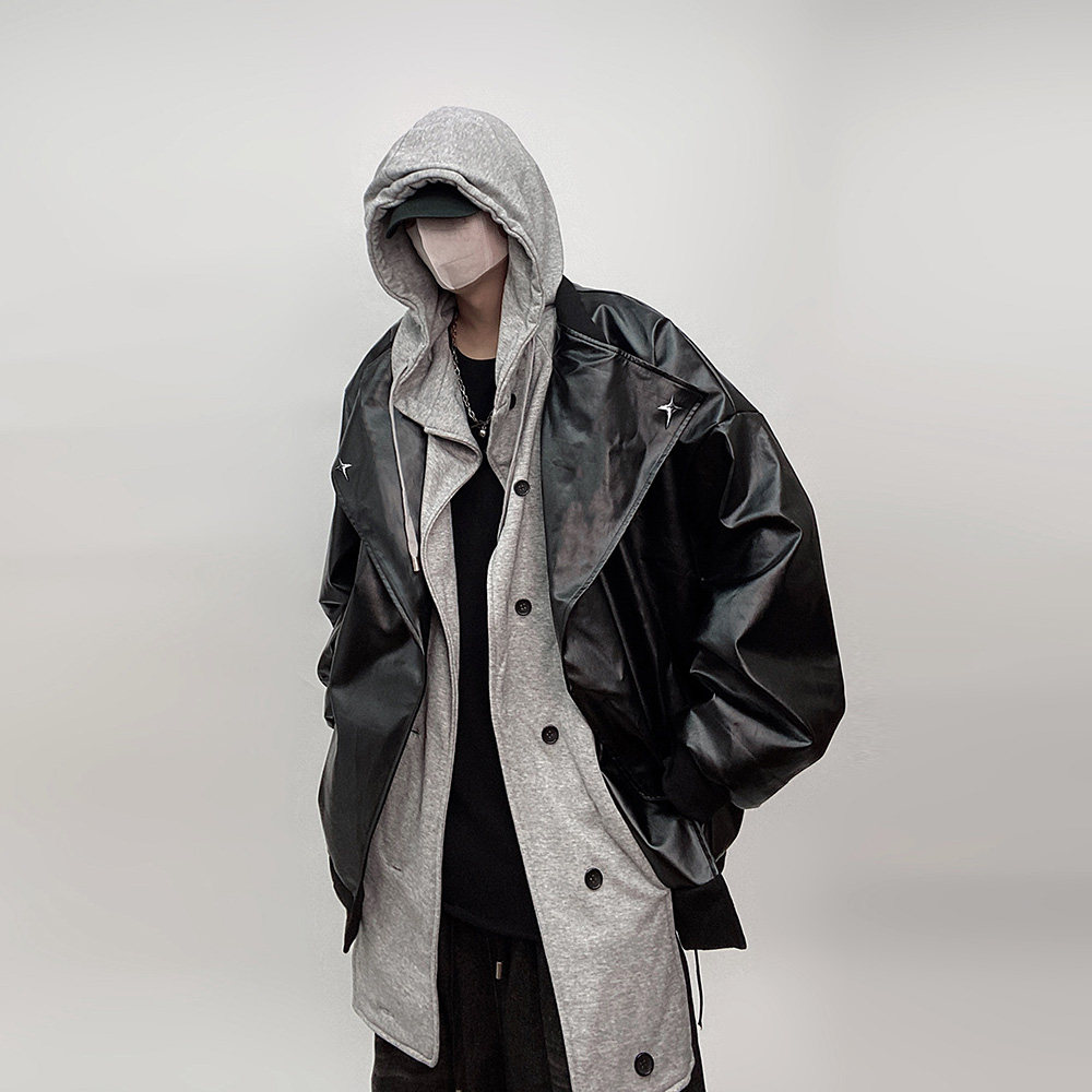 潮牌复古连帽机车夹克