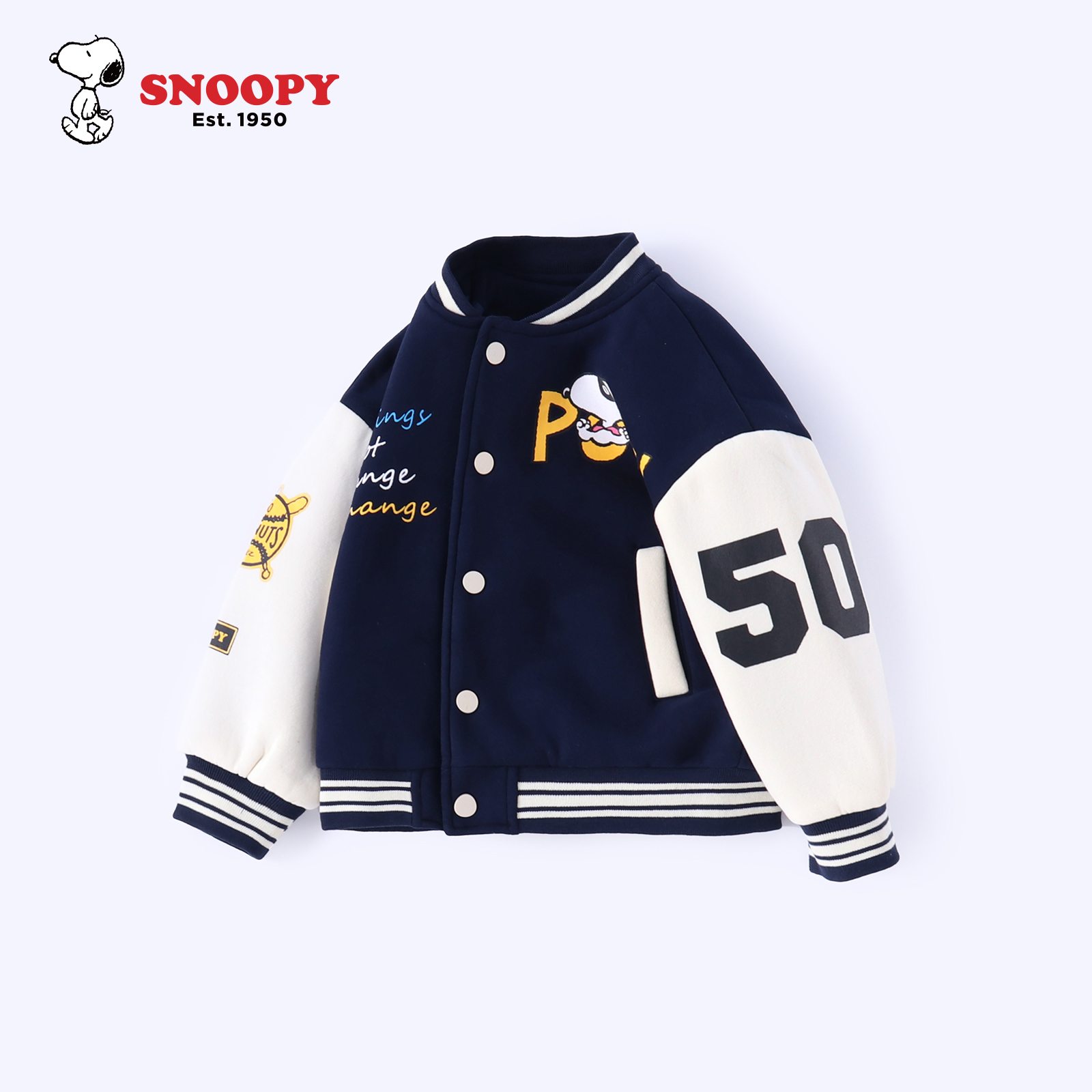 thumbnail for Snoopy Boys&#039 Jacket Spring Style Girls&#039 Children&#039s Clothing Kids&#039 Color-Blocked Top Small Baby Baseball Jacket Spring Baby Clothes