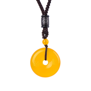 天然黄水晶吊坠黄玛瑙平安扣项链土黄色饰品麒麟钥匙扣挂件男女款