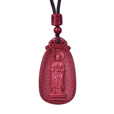 天然朱砂地藏王菩萨吊坠挂件