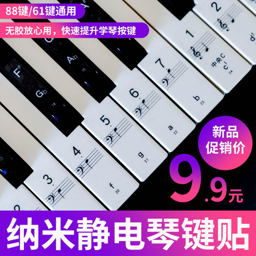 初学者钢琴琴键贴无胶透明贴
