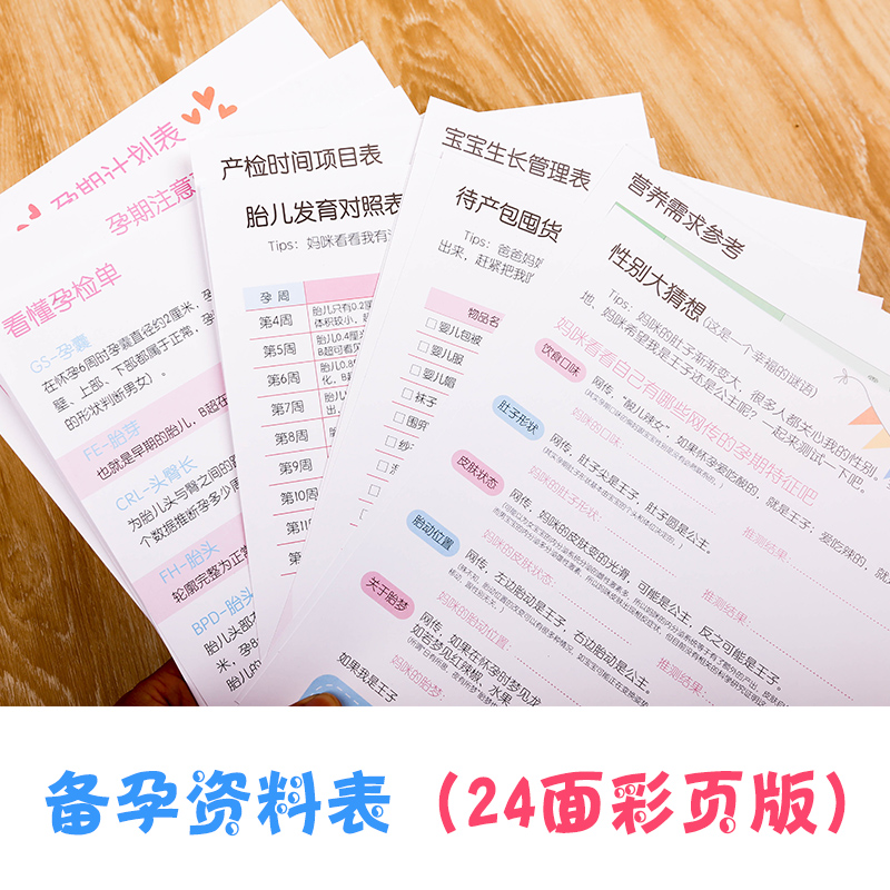 孕检资料册备孕资料表准妈妈囤货