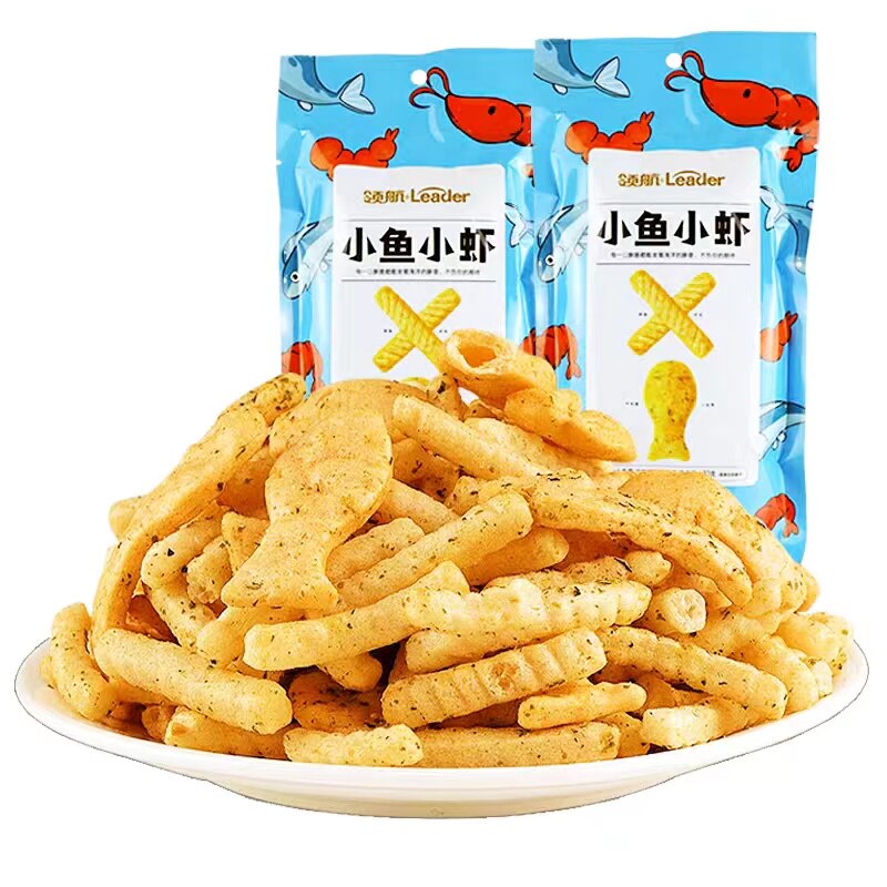 领航小鱼小虾鱿鱼爱上虾条零食混合装膨化食品网红追剧休闲零食