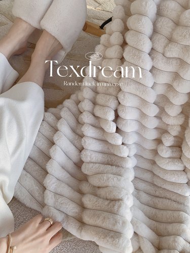 Texdream态度超软牛奶绒盖毯仿獭兔毛毯四季毛茸床上盖毯简约高级