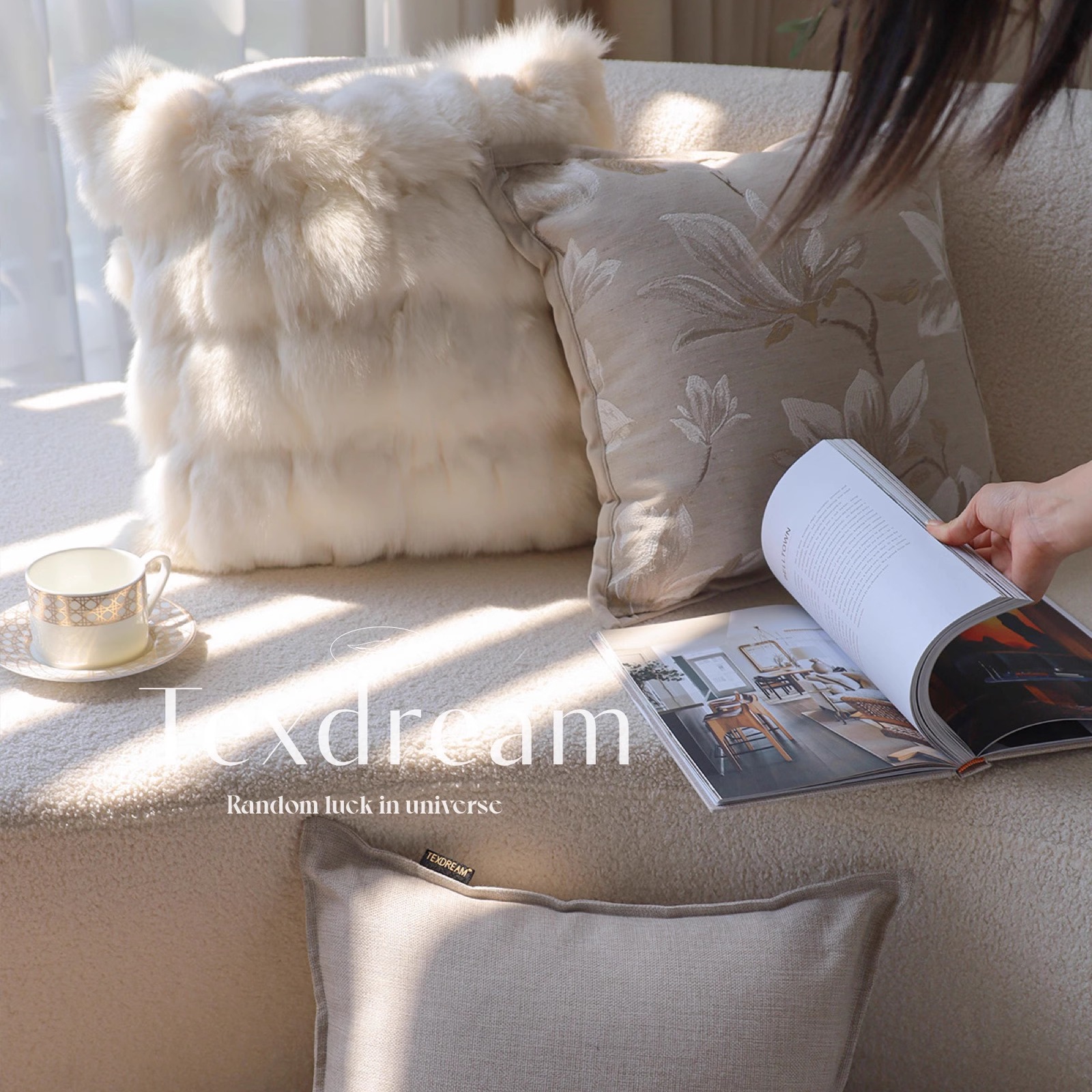 提花轻奢沙发床头靠垫套Texdream