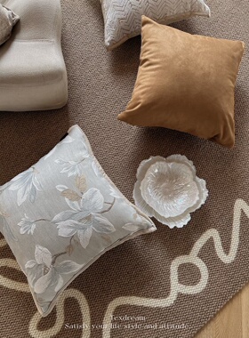 Texdream|花枝玉兰 法式复古抱枕客厅沙发中式侘寂风靠垫枕套含芯