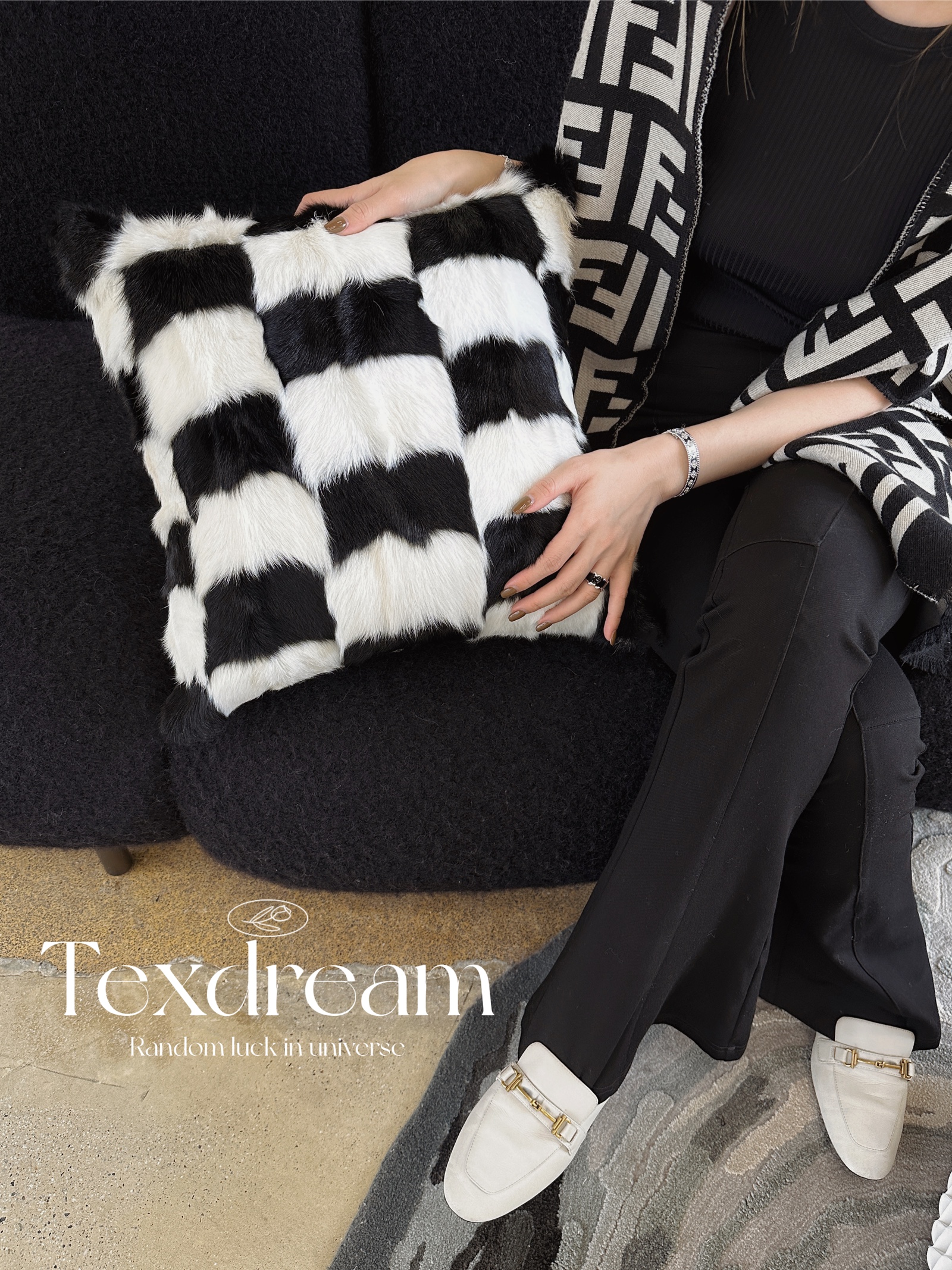 Texdream轻奢高级真羊毛沙发抱枕